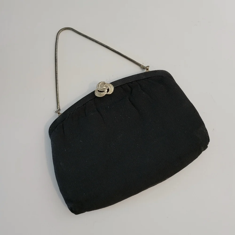 Vintage Evening Bag Black Formal Party Handbag Convertible Clutch - Picture 1 of 7